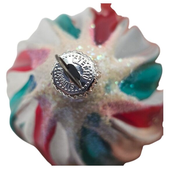 Vtg Czechoslovakian Blown Glass Christmas Ornament Teardrop Swirl Design Glitter - Picture 5 of 6